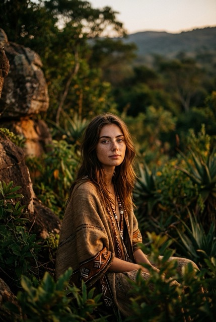 Портрет на закате в африканском стиле